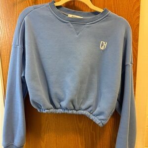 Women's Blue Cropped Sweater